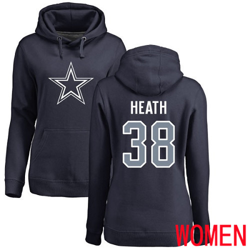 Women Dallas Cowboys Navy Blue Jeff Heath Name and Number Logo #38 Pullover NFL Hoodie Sweatshirts